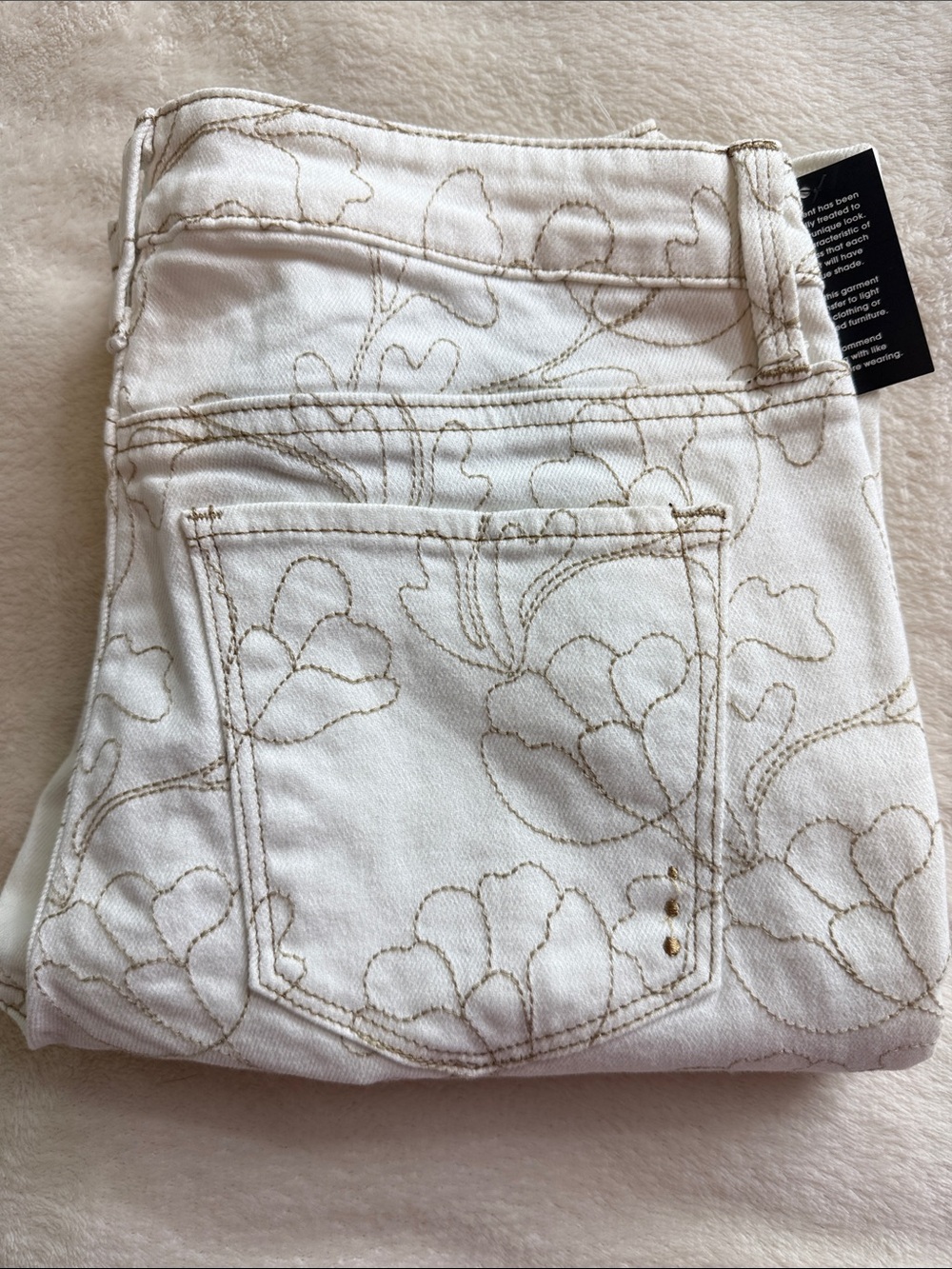 NWT Rachel Rachel Roy Satisfied White Floral Beige Embroidered Bootcut Jeans 4 - Picture 2 of 14